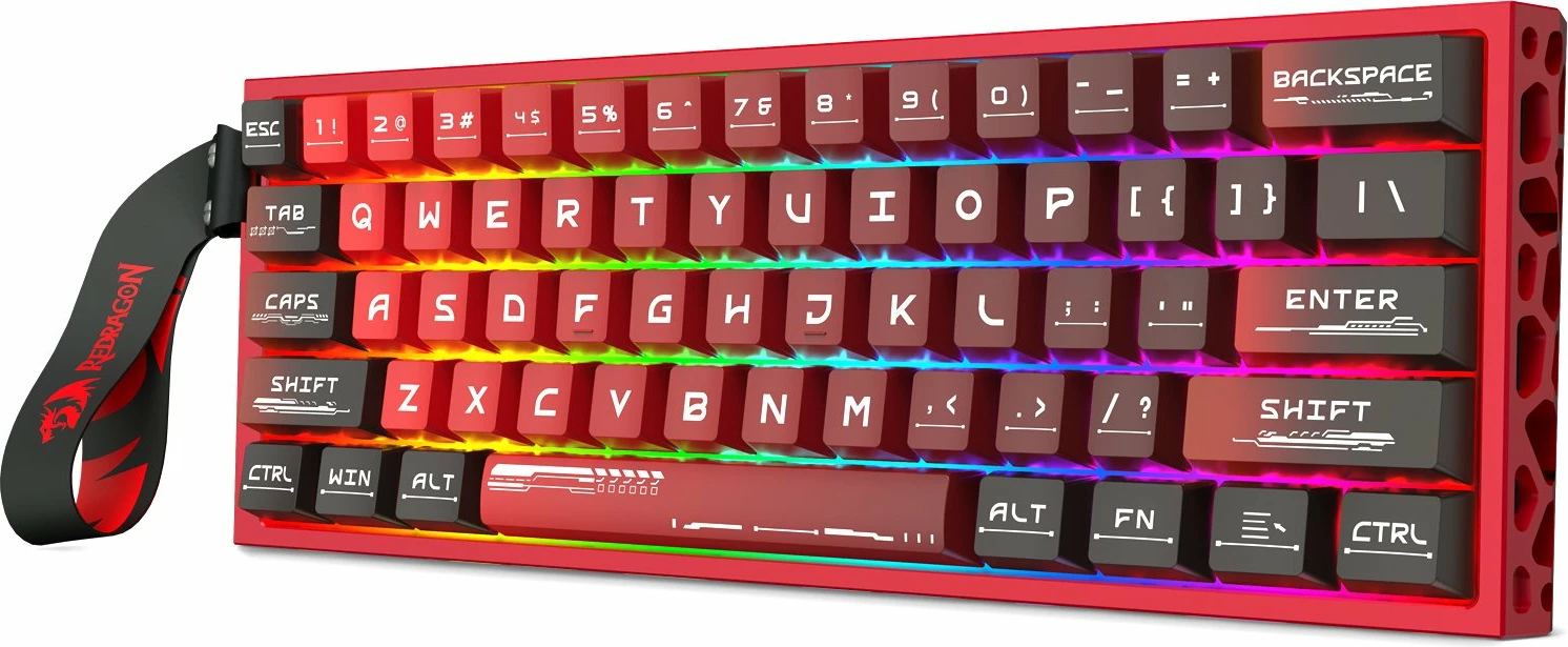 Tastierë gaming Redragon Venom K753-RGB-M 60% (61 taste), magnetic Next-GEN UltraMag, Rapid Trigger, RGB, USB-C, US layout, e kuqe