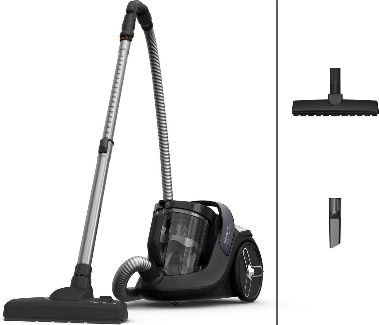 Fshesë me korent Rowenta Green Force RO7C36, pa qese, 500 W, 2.5 L, HEPA, e zezë/gri/blu