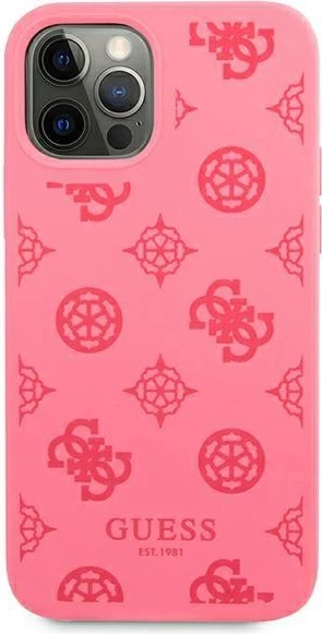 Mbështjellës Guess Peony Collection për iPhone 12 Pro Max 6.7", silikon, fuchsia