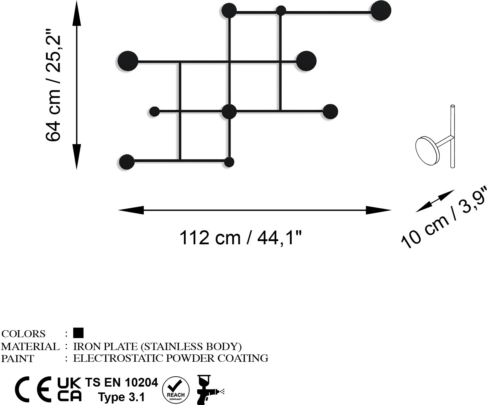 Varëse muri metalike Wallity, Fatara, e zezë