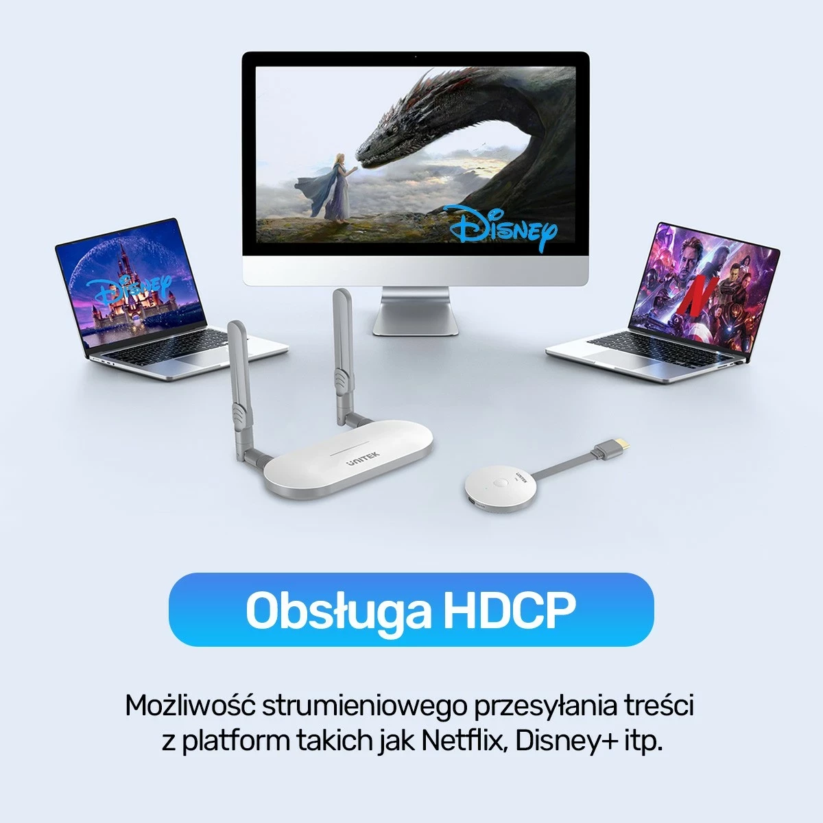 Nadajnik dhe marrës HDMI pa tela Unitek, zgjatje deri në 50m, bardhë