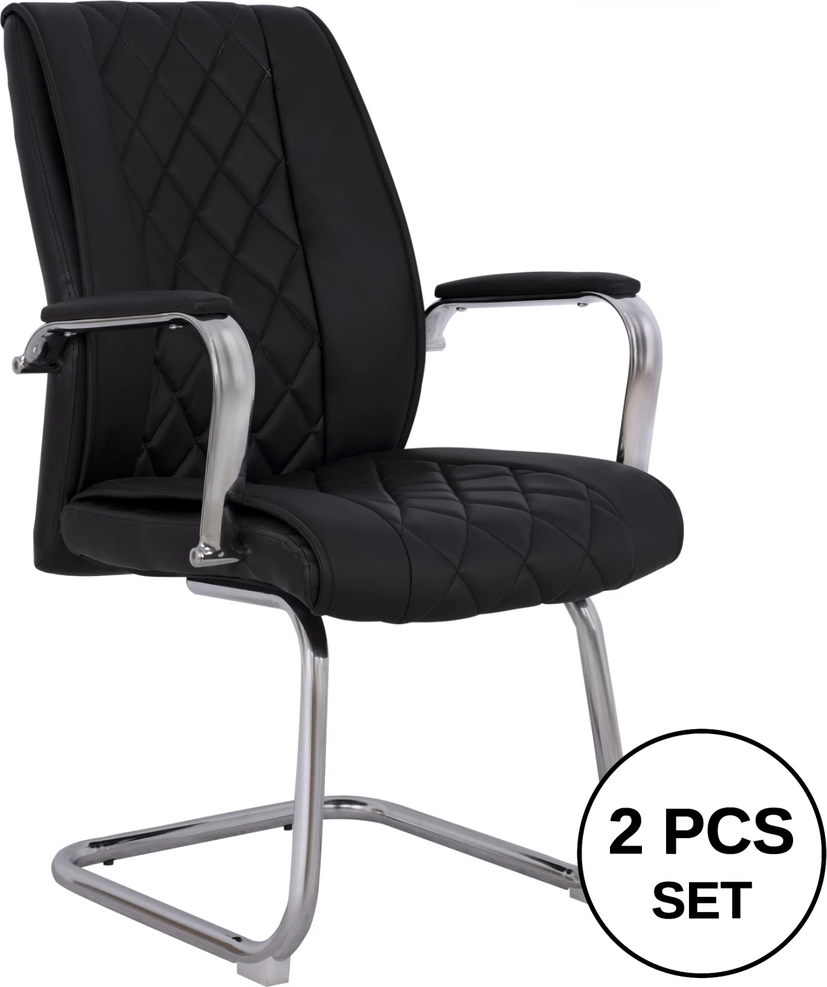 Karrige për zyre konferencash FH1105.01, set prej 2 copë, e zezë