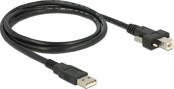 Kabllo USB DeLOCK 83594, USB-A në USB-B, 1 m, USB 2.0, me vida fiksuese, e zezë
