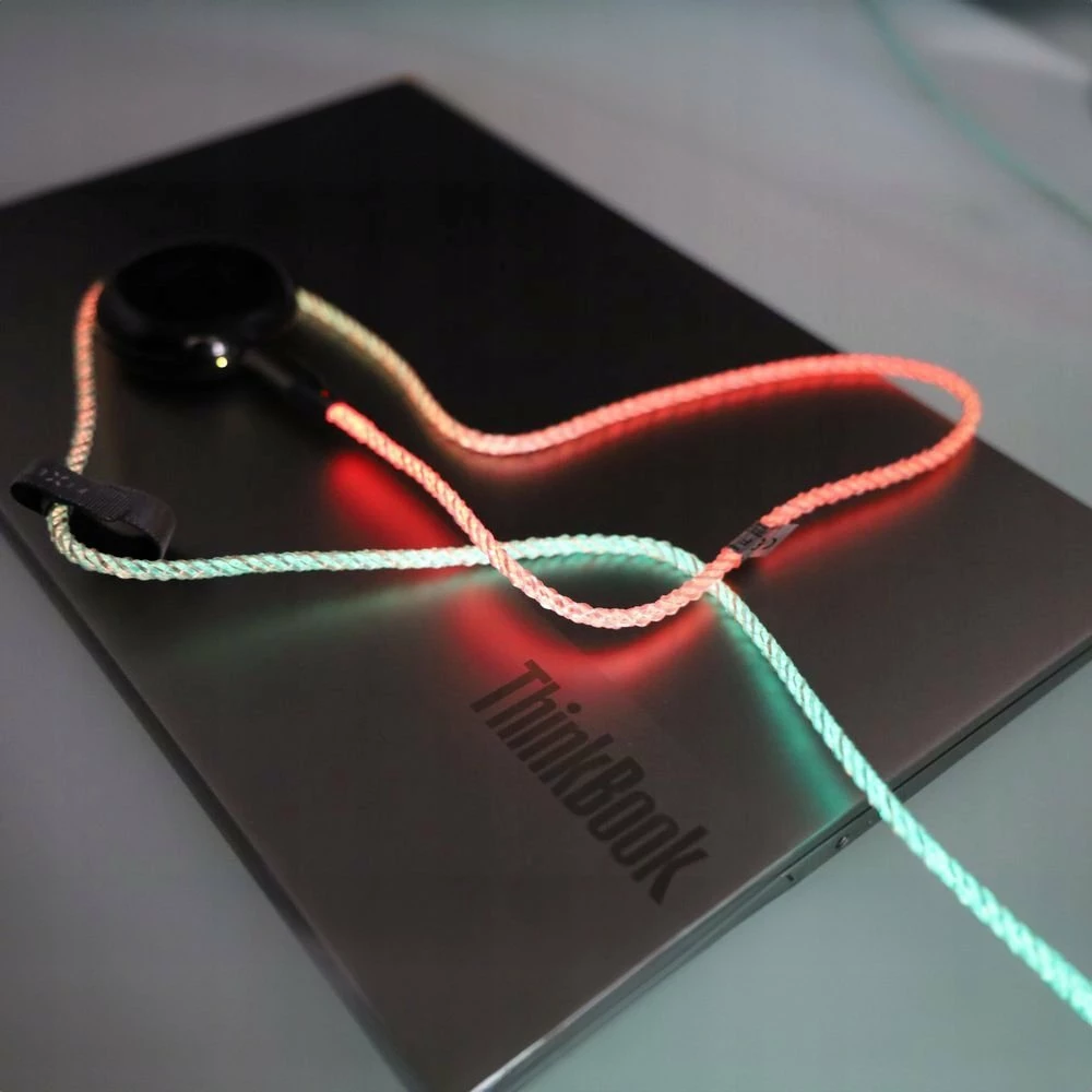 Kabllo USB-C në USB-C Fixed FIXDLED-CC-RA 1.2 m 60W PD me RGB, Multicolor, me shirit velcro + organizues vetëngjitës