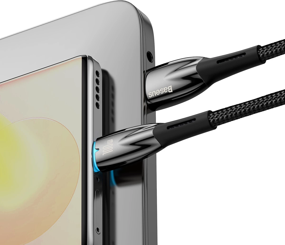 Kabllo Baseus Glimmer Series, USB-A në USB-C, 1m, 100W, e zezë