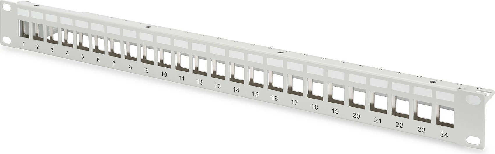 Patchpanel Digitus 1U, 24x RJ-45 Cat6A Keystone, i ekranizum, gri