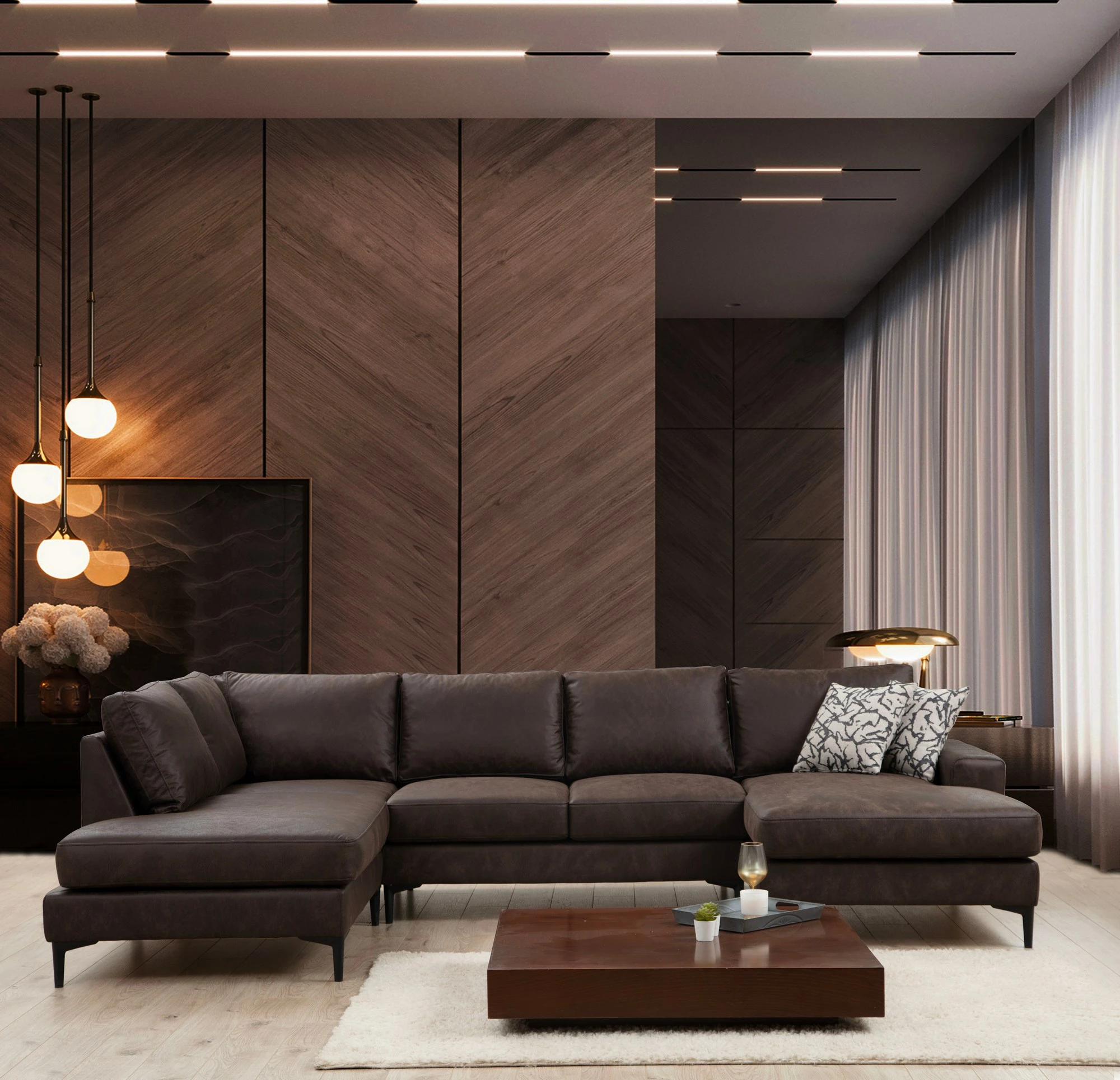 Këndsofa Porto, ngjyrë kafe, EOT-C-02-CHL