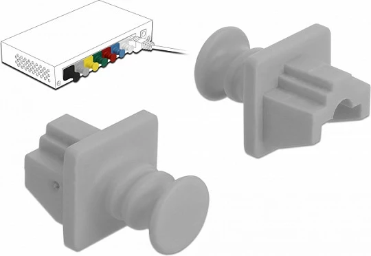 Kapak mbrojtës pluhuri RJ-45 DeLOCK 86508, plastikë, 10 copë, gri