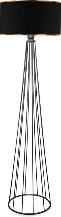 Llambë dyshemeje Firdo I E27, pëlhurë-metal, e zezë, Φ38x121cm