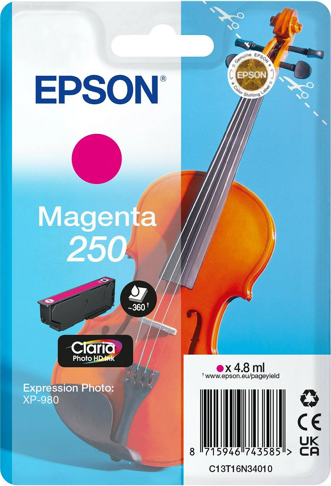 Tinte printeri Epson 250, Magenta 4.8ml, për Expression Photo XP-980