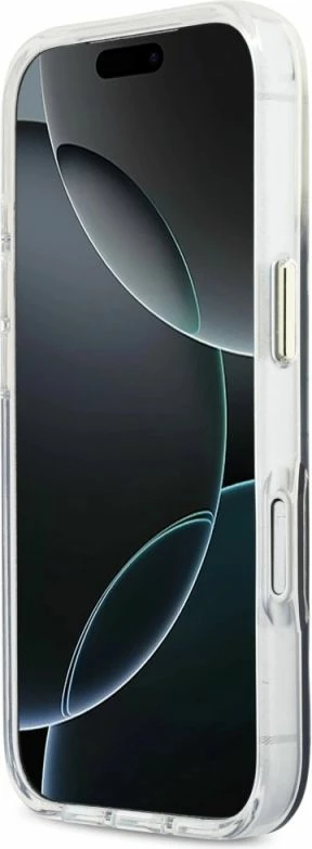 Kapak telefoni Guess IML Gradient Script Metal MagSafe për iPhone 17 Pro, i zi