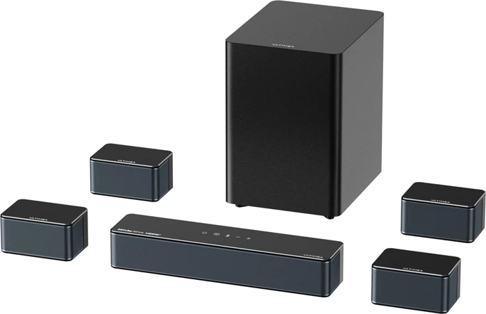 Soundbar Ultimea Poseidon D80 BOOM U2623 7.1 Dolby Atmos, Bluetooth 5.3, HDMI eARC, set me subwoofer + 4 altoparlantë, e zezë
