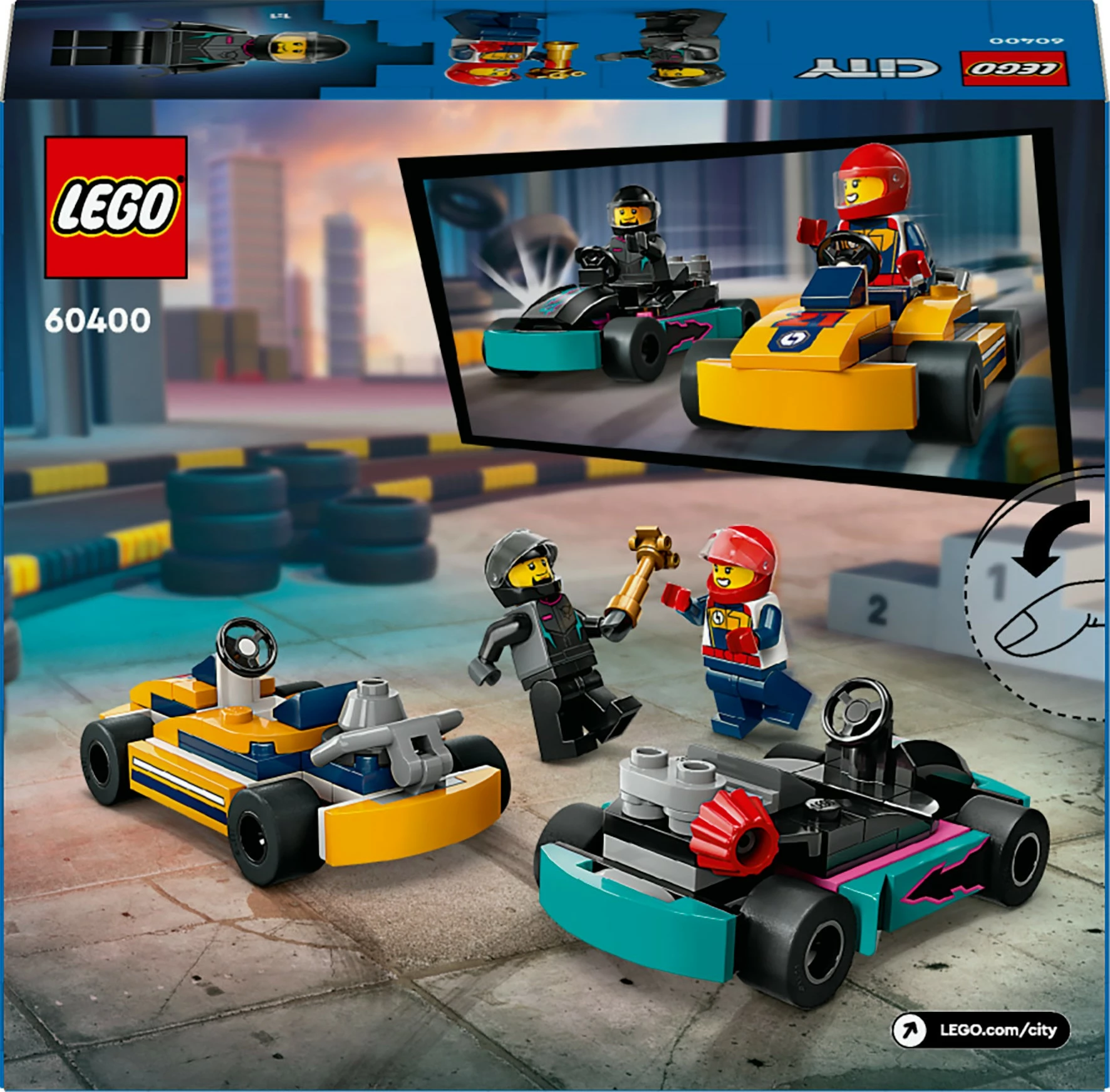 Set ndërtimi LEGO City Go-Karts dhe Shoferët e Garave 60400, 99 pjesë, shumëngjyrësh