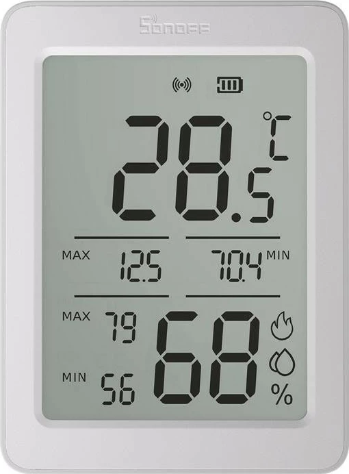 Sensor Sonoff AirGuard TH SNZB-02DR2, Zigbee, Bluetooth, LCD, bardhë