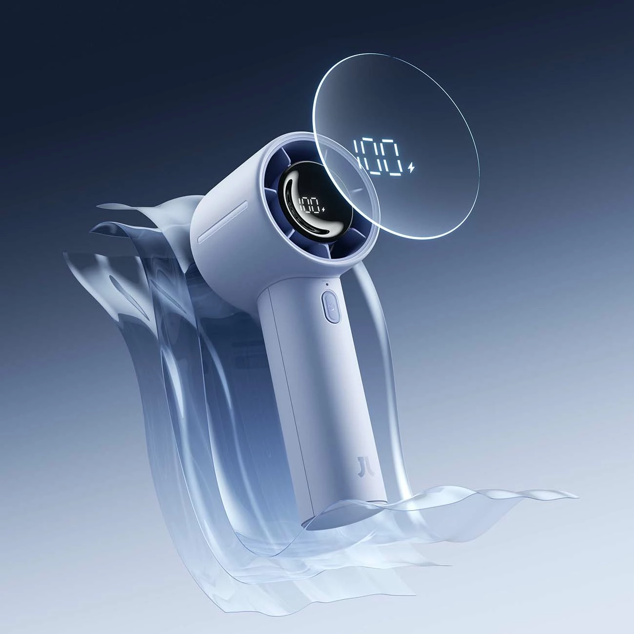 Ventilator dore Jisulife Handheld Fan 10S, bateri 5000mAh, USB-C, 5 nivele, ekran LED, blu