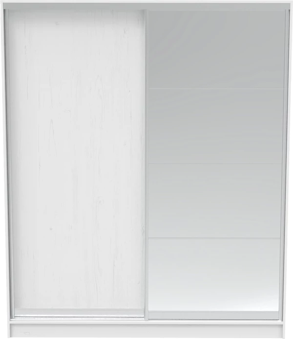 Dollap rrëshqitës me pasqyrë, ngjyrë e bardhë, 180x60x220cm