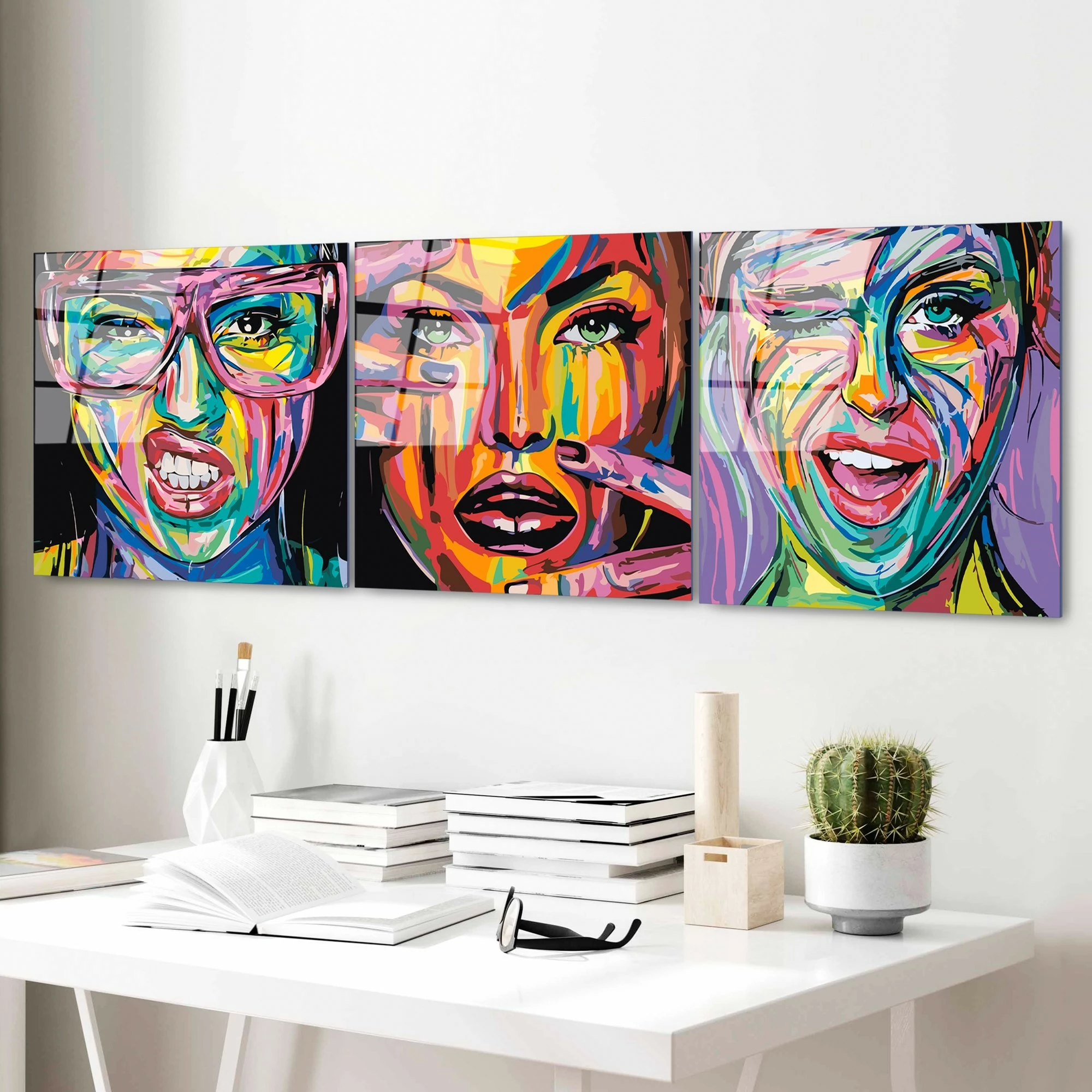 Pikturë dekorative prej xhami të temperuar (3 copë), Wallity, UV-852, 50x50cm