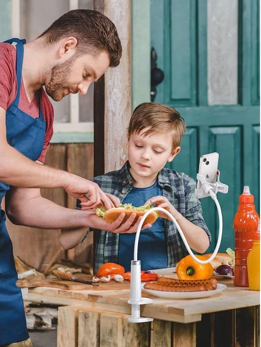 Mbajtëse fleksibile gooseneck për celular/tablet UGREEN 30488, 4-7.2", krah 90 cm, rrotullim 360°, e bardhë