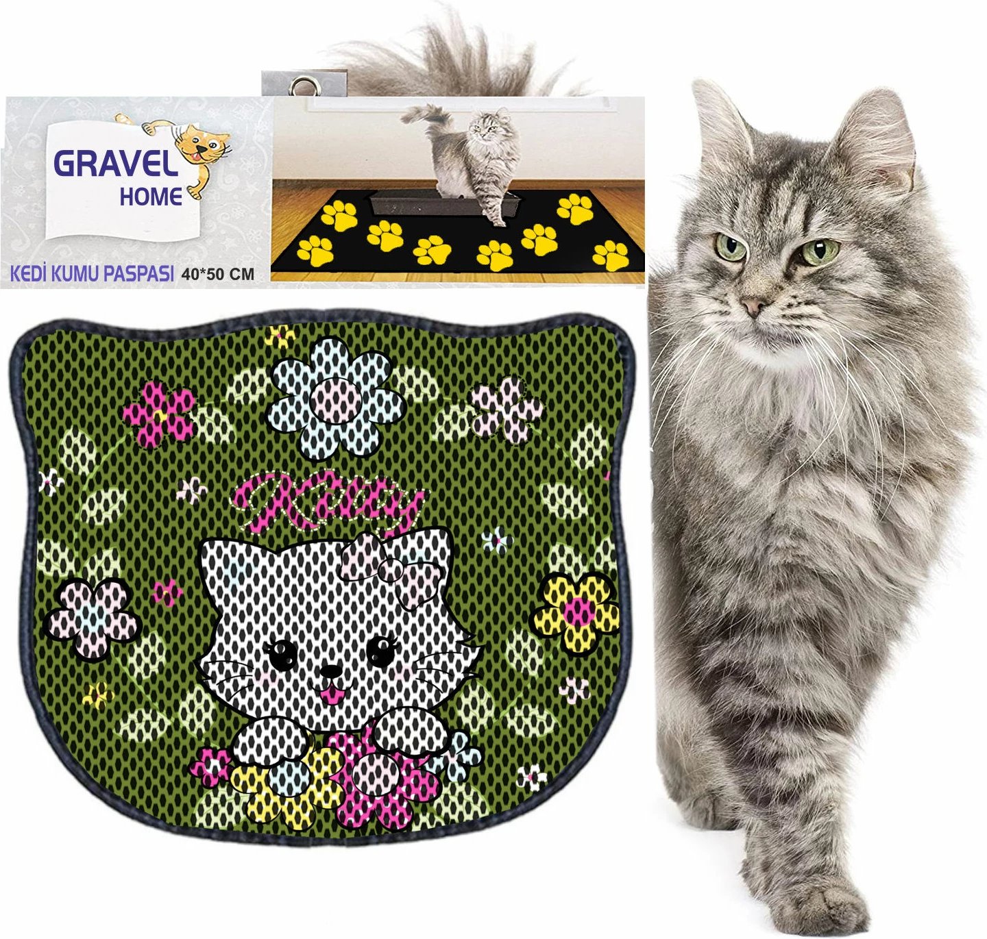 Tapet për rërë mace, shumëngjyrësh, Paws & Whiskers, Kdkafa0071, 40x50cm