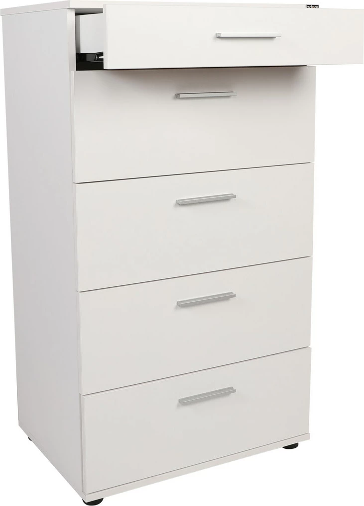 Komodë me 5 sirtarë, ngjyrë e bardhë, Hanah Home, Sfn-550-Bb-1
