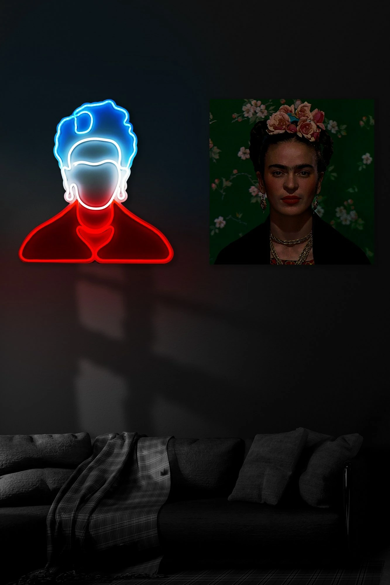 Dritë dekorative LED plastike, Frida Kahlo, e bardhë, e kuqe, e kaltër