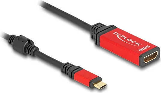 Adapter DeLOCK USB-C në HDMI 8K 60Hz HDR, 0.2m, kuqe/zezë
