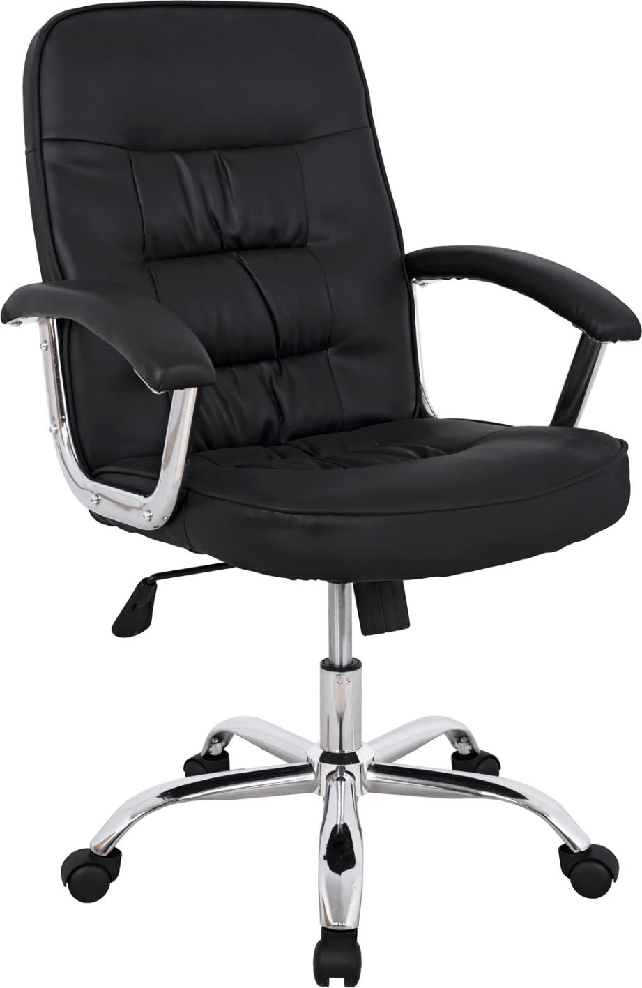 Karrige zyre ekzekutive FH1113 me PU të zezë dhe bazë kromi 62x62x104 cm