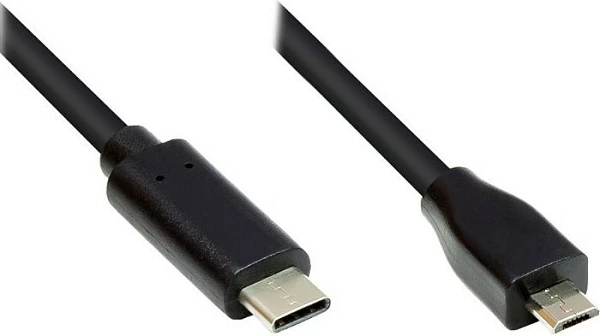 Kabllo USB GoodConnections GC-M0123, Micro-USB B në USB-C, 2 m, USB 2.0, e zezë
