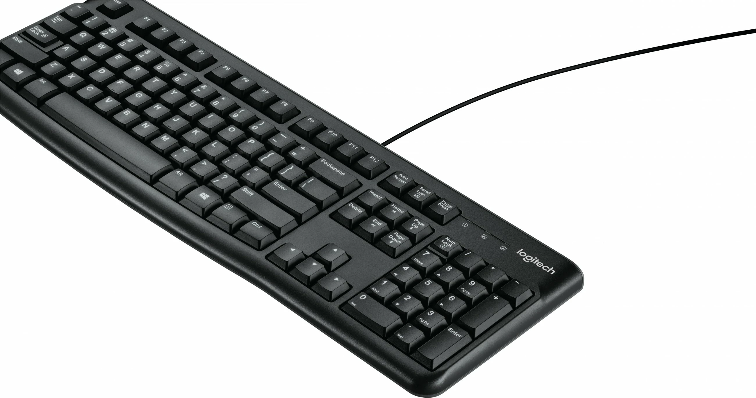 Tastierë Logitech K120, Full-size (100%), Wired, USB, QWERTY, E zezë