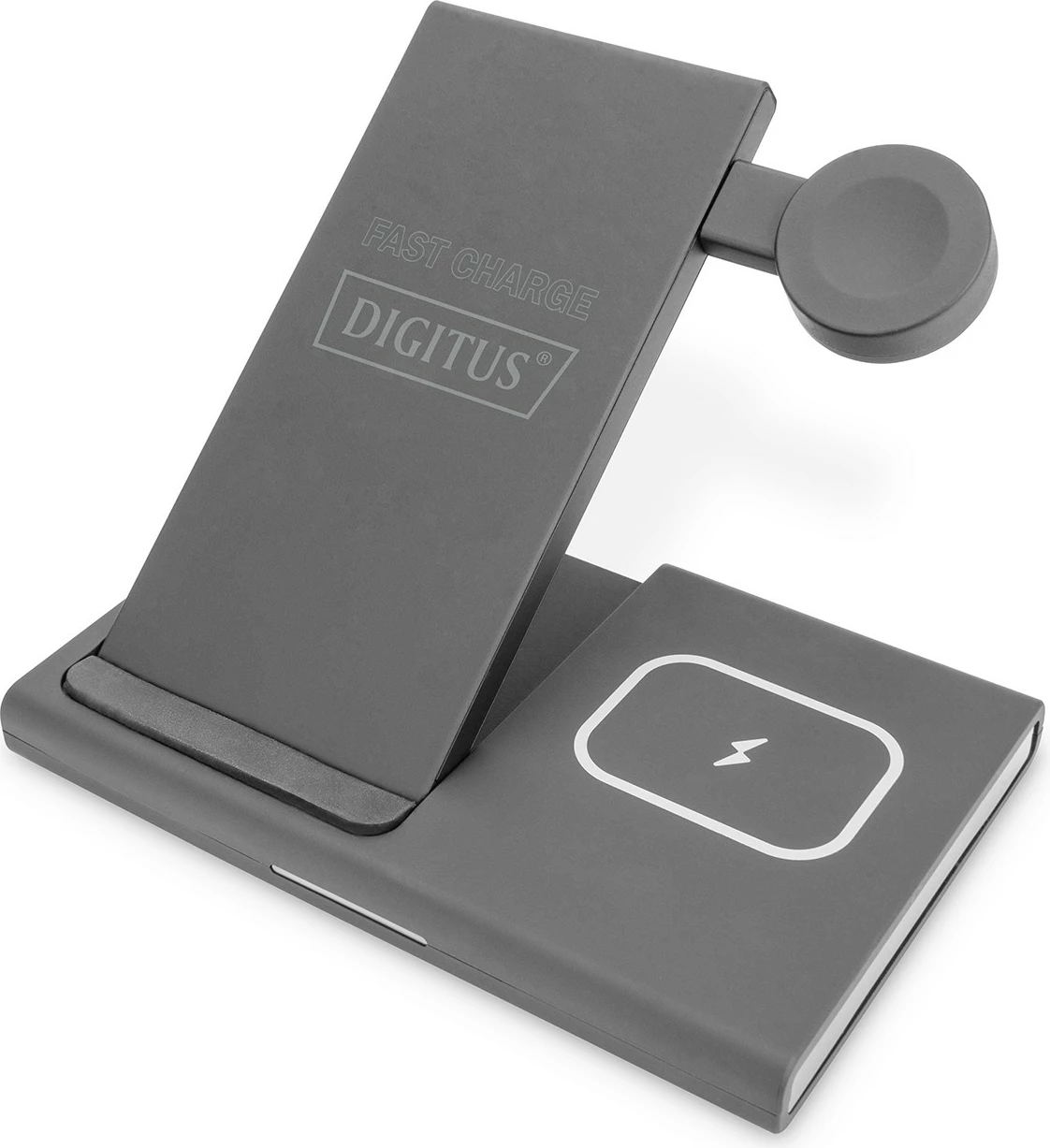 Stacion karikimi 3-në-1 Digitus për iPhone, Apple Watch, AirPods, gri