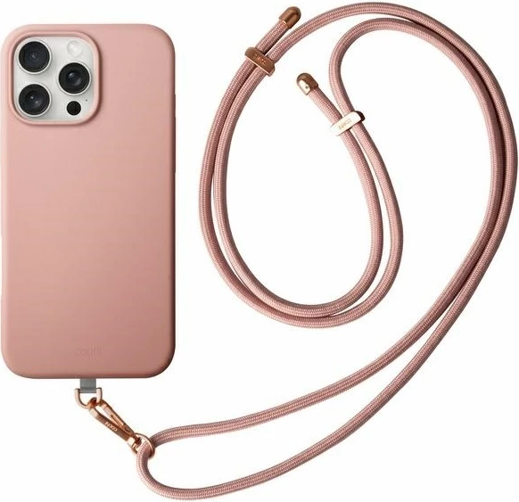 Mbështjellës UNIQ Coehl Creme Magnetic Charging për iPhone 16 Pro Max 6.9", me MagSafe, rozë, me rrip