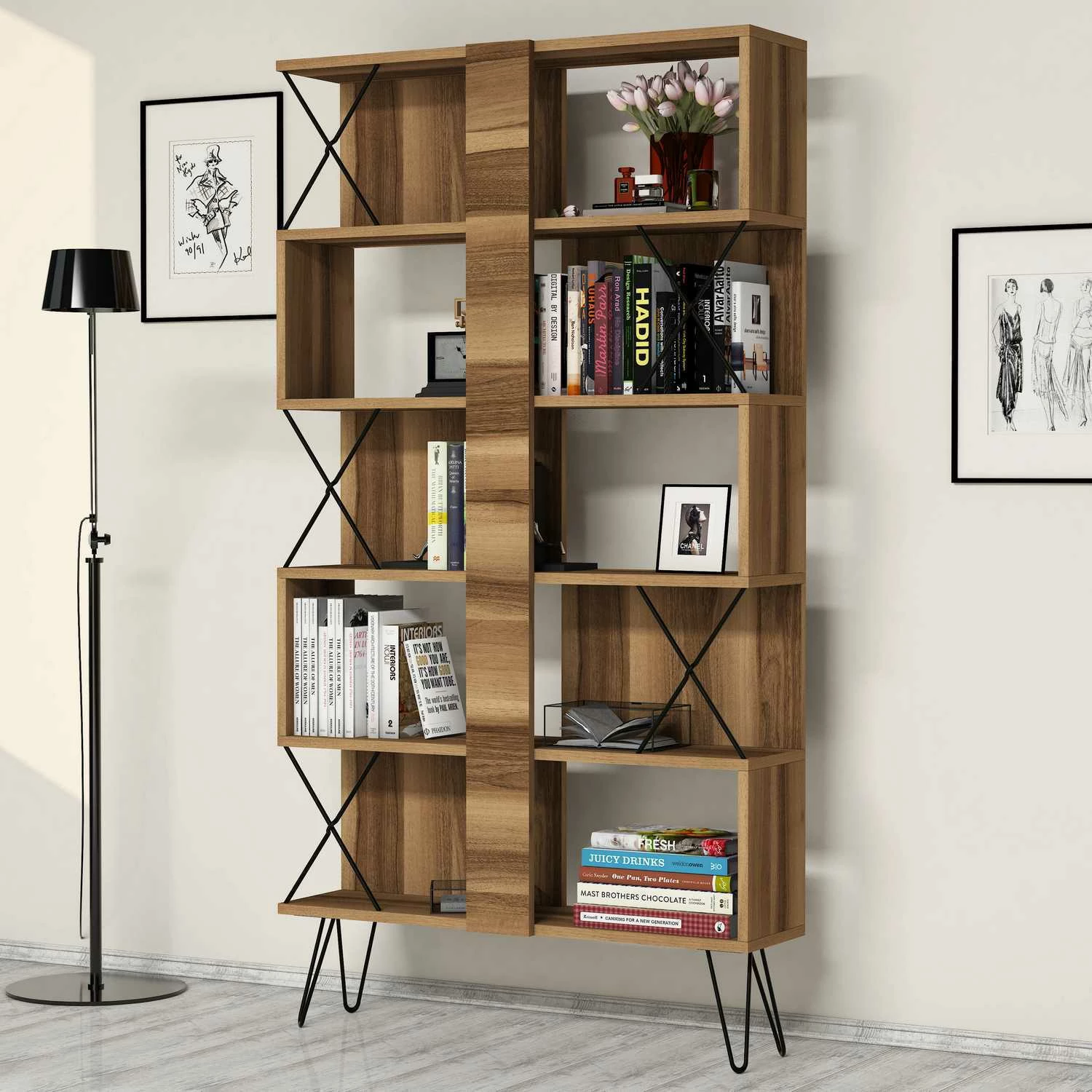 Raft librash Hanah Home, ekstra, ngjyrë arre