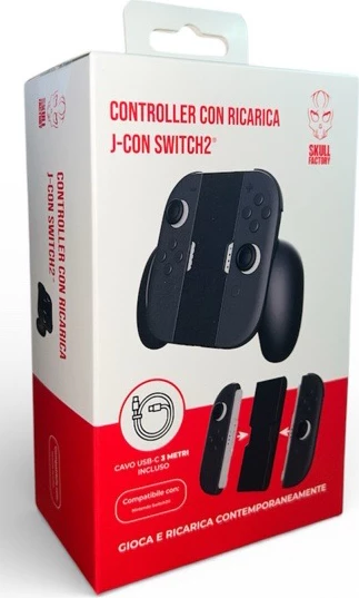 Impugnaturë Skull Factory Controller me karikim për Switch2, e zezë