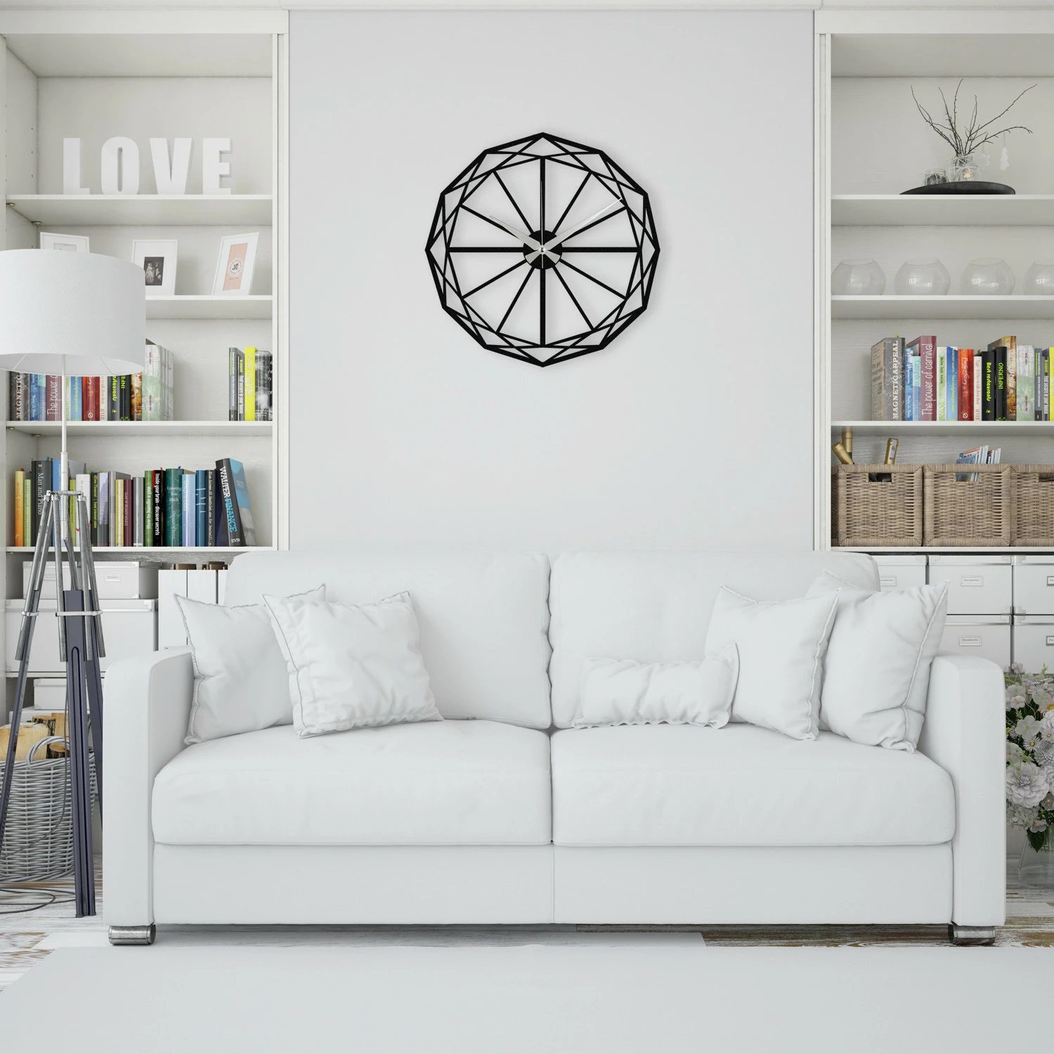 Orë muri dekorative prej metali, Wallity Enzoclock - S013, e zezë, 48x48cm
