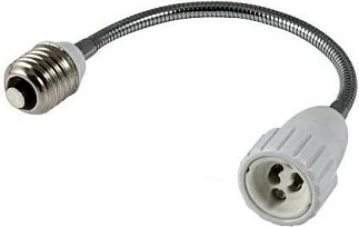 Adapter llambash Synergy21 E27 në GU10, i gjatë fleksibil, i bardhë
