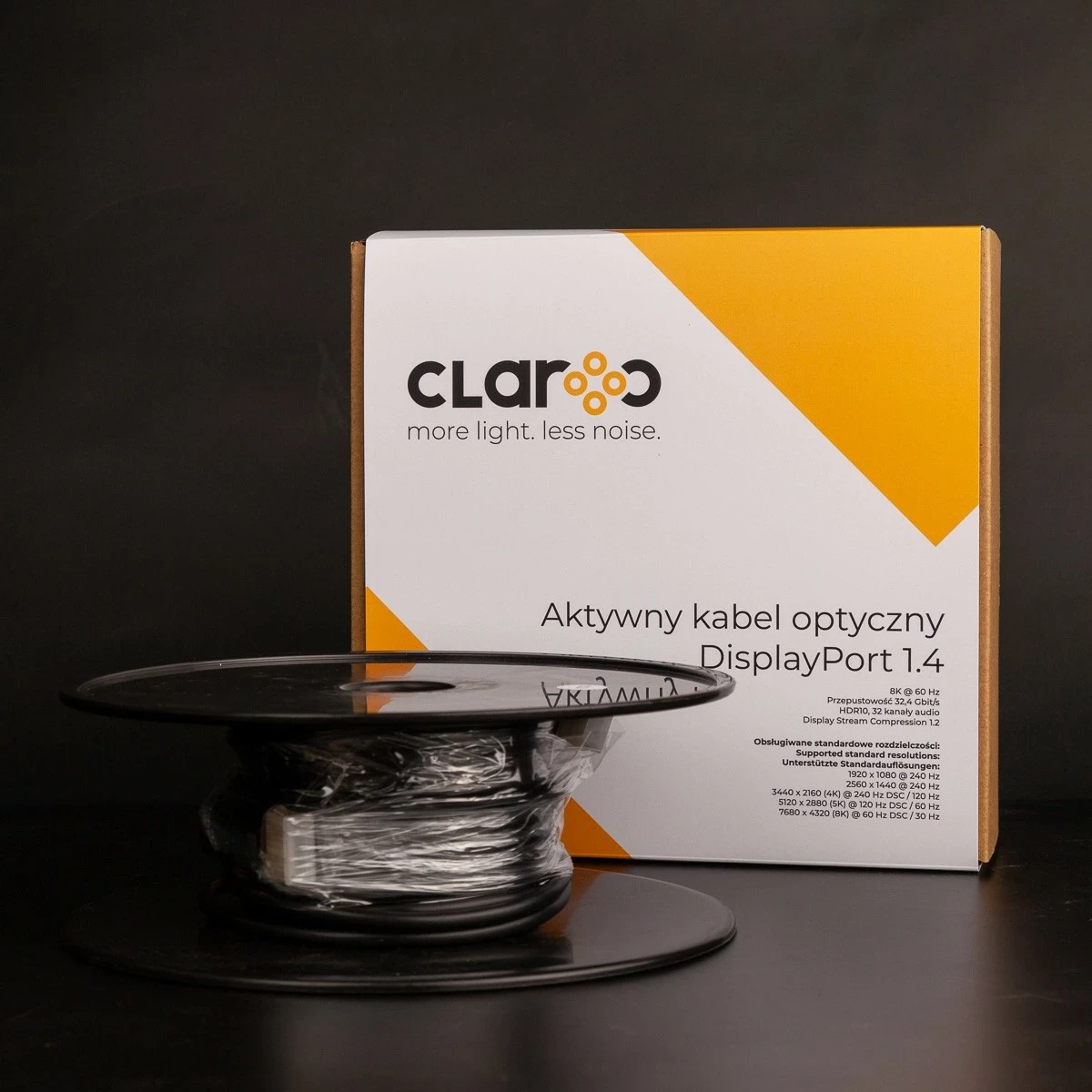 Kabëll optik Claroc DisplayPort 1.4 AOC 8K 10 m, ngjyrë zi-gri