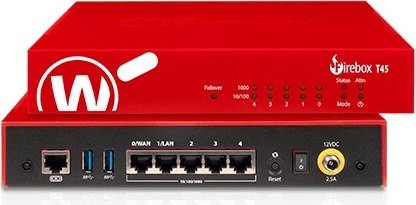 Firewall WatchGuard Firebox T45PoE me 3 vite Basic Security Suite, i kuq