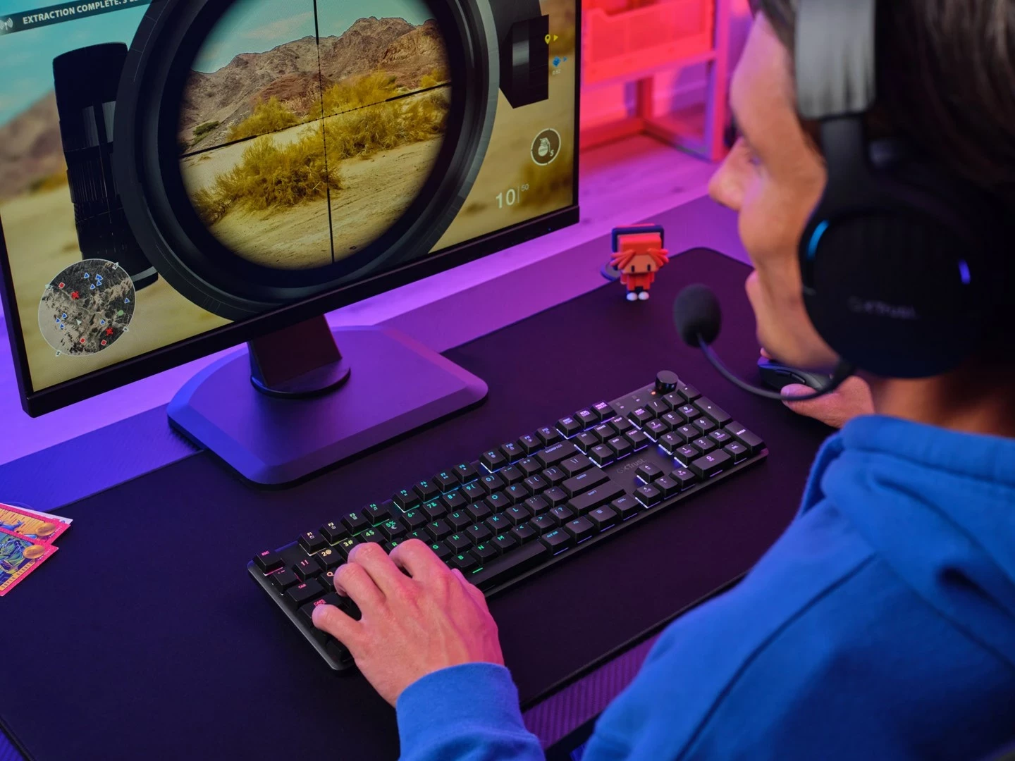 Tastierë Trust GXT 868 Torix, Gaming, USB + RF Wireless + Bluetooth, QWERTY, US English, E zezë