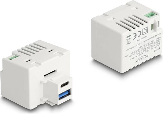 Modul Keystone DeLOCK me USB-A + USB-C PD 20 W, i bardhë