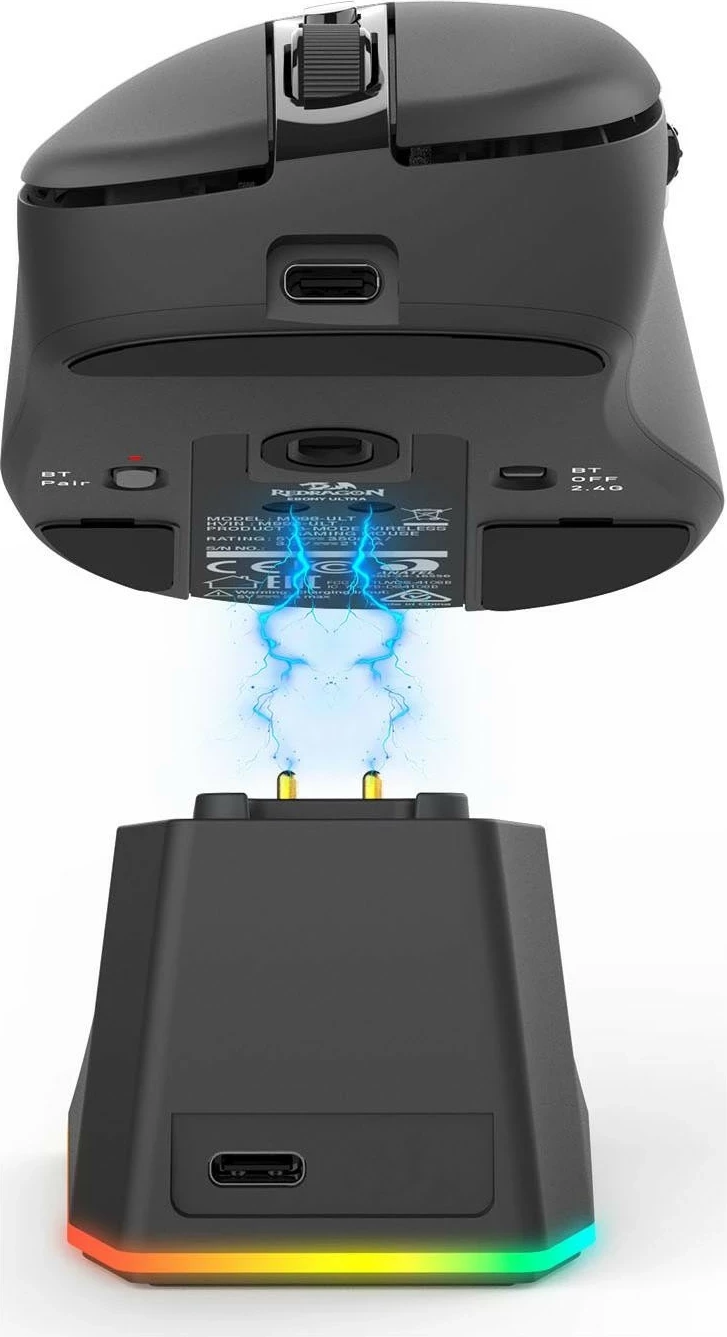 Maus Redragon EBONY, RGB, wireless/wired, 24000 DPI, i zi