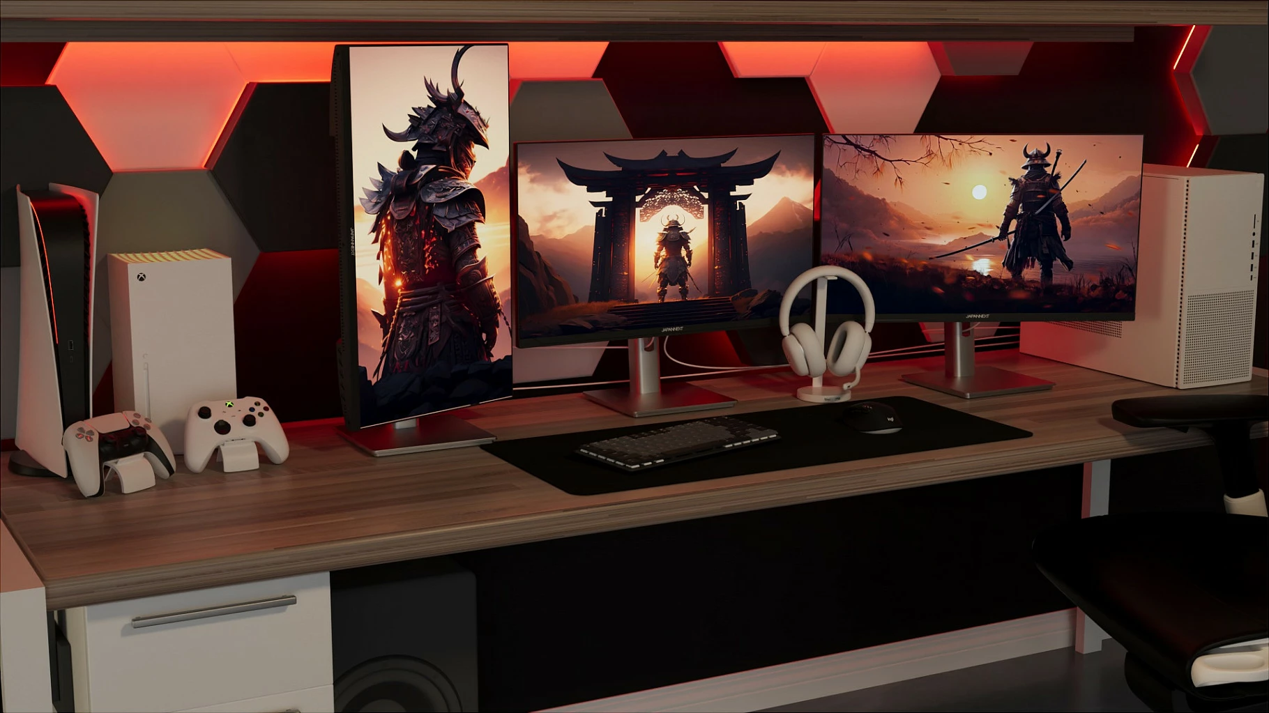 Monitor gaming JapanNext 27" Full HD 1920x1080, FreeSync, altoparlantë, zi/argjendtë
