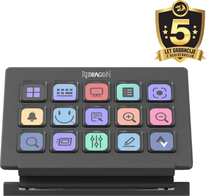 Panel kontrolli për streaming Redragon SS-550 Stream Station, 15 butona LCD, USB, i zi