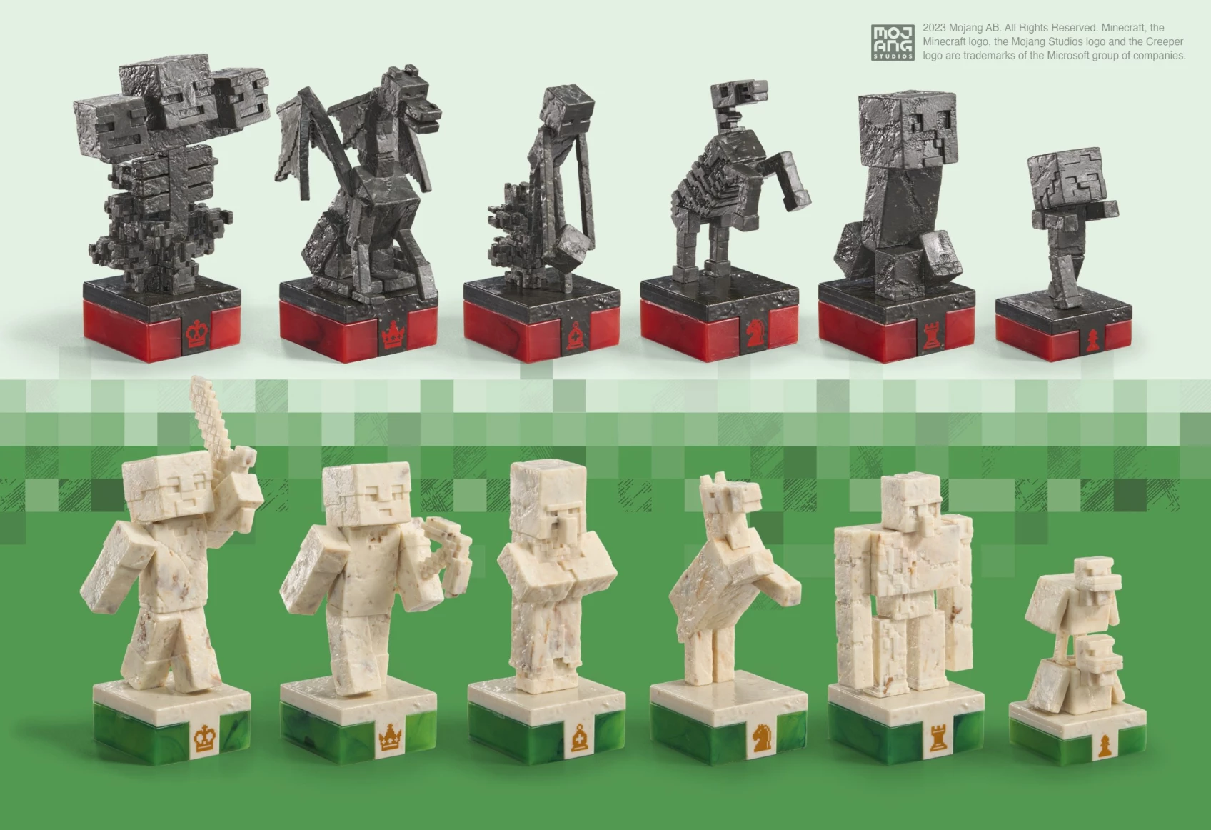 Set shahu NOBLE COLLECTION Minecraft Overworld Heroes vs. Hostile Mobs, tavolinë 45.7 cm
