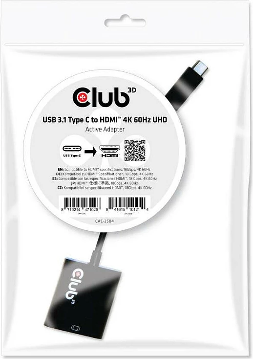 Adapter USB-C Club3D HDMI 2.0 UHD HDR, 0.15m, i zi