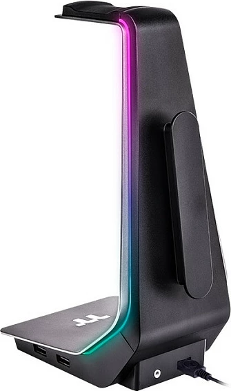Mbajtëse kufjesh Thermaltake ARGENT HS1 RGB, alumini, 2x USB, ndriçim shumëngjyrësh, e zezë/gri