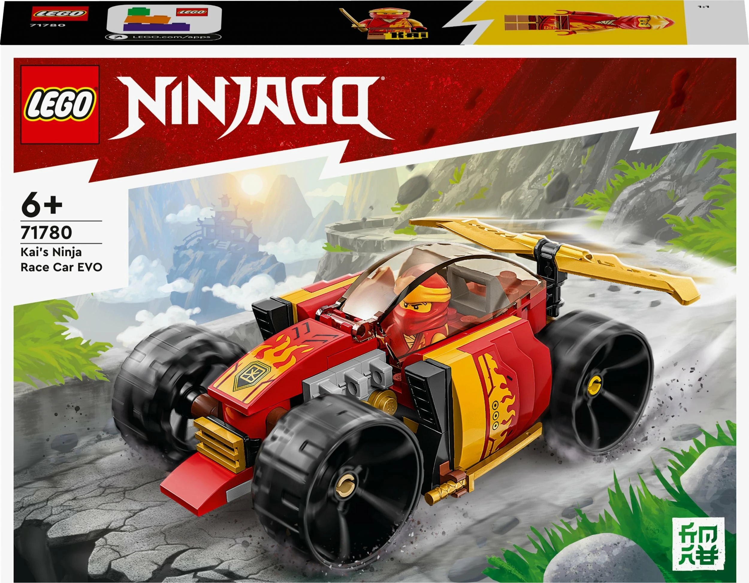 Set LEGO NINJAGO Kai's Ninja Race Car EVO 71780, 94 copë, e kuqe/ari