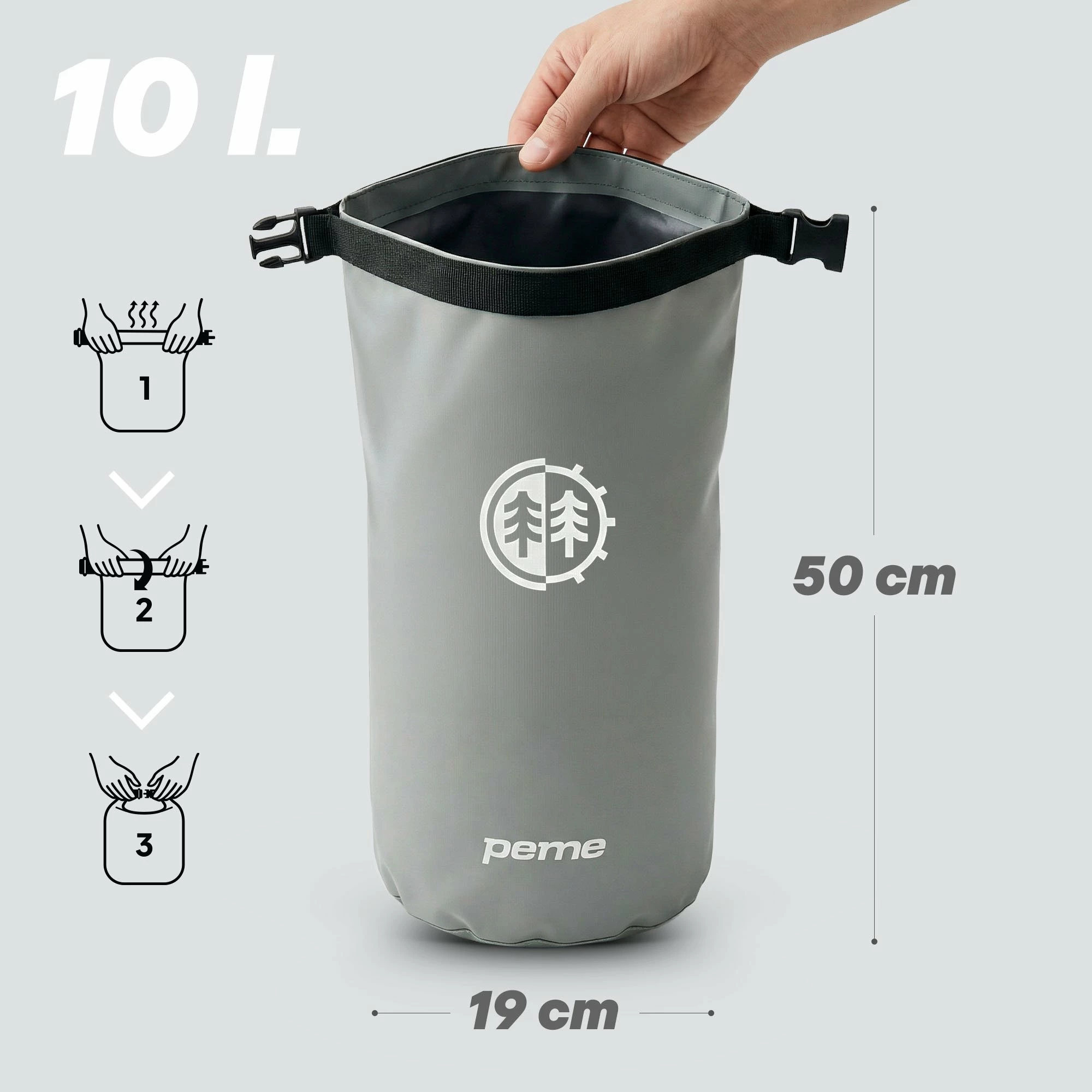 Çantë drybag Peme Hydro Dry Bag 10L, gri