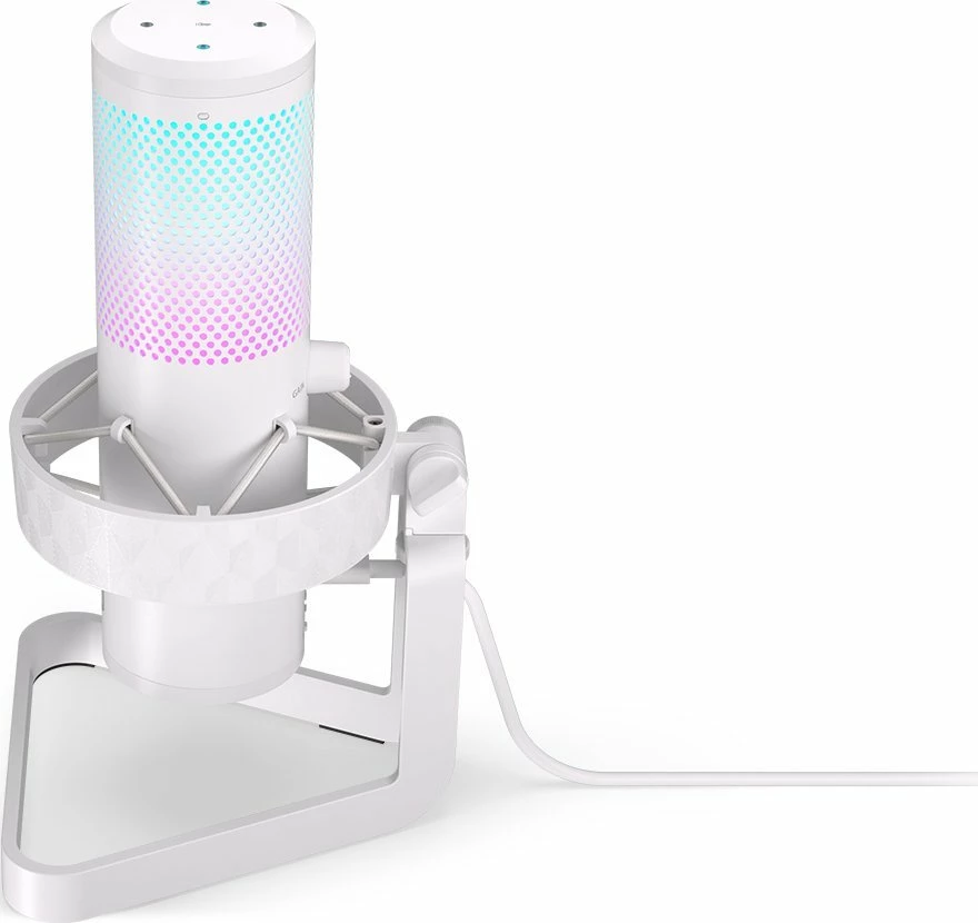 Mikrofon Endorfy AXIS Streaming Onyx White (EY1B007), USB-C/3.5 mm, ARGB, i bardhë