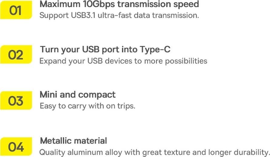 Adapter USB 3.1 OTG Baseus Ingenuity Series, USB-A në USB-C, i zi