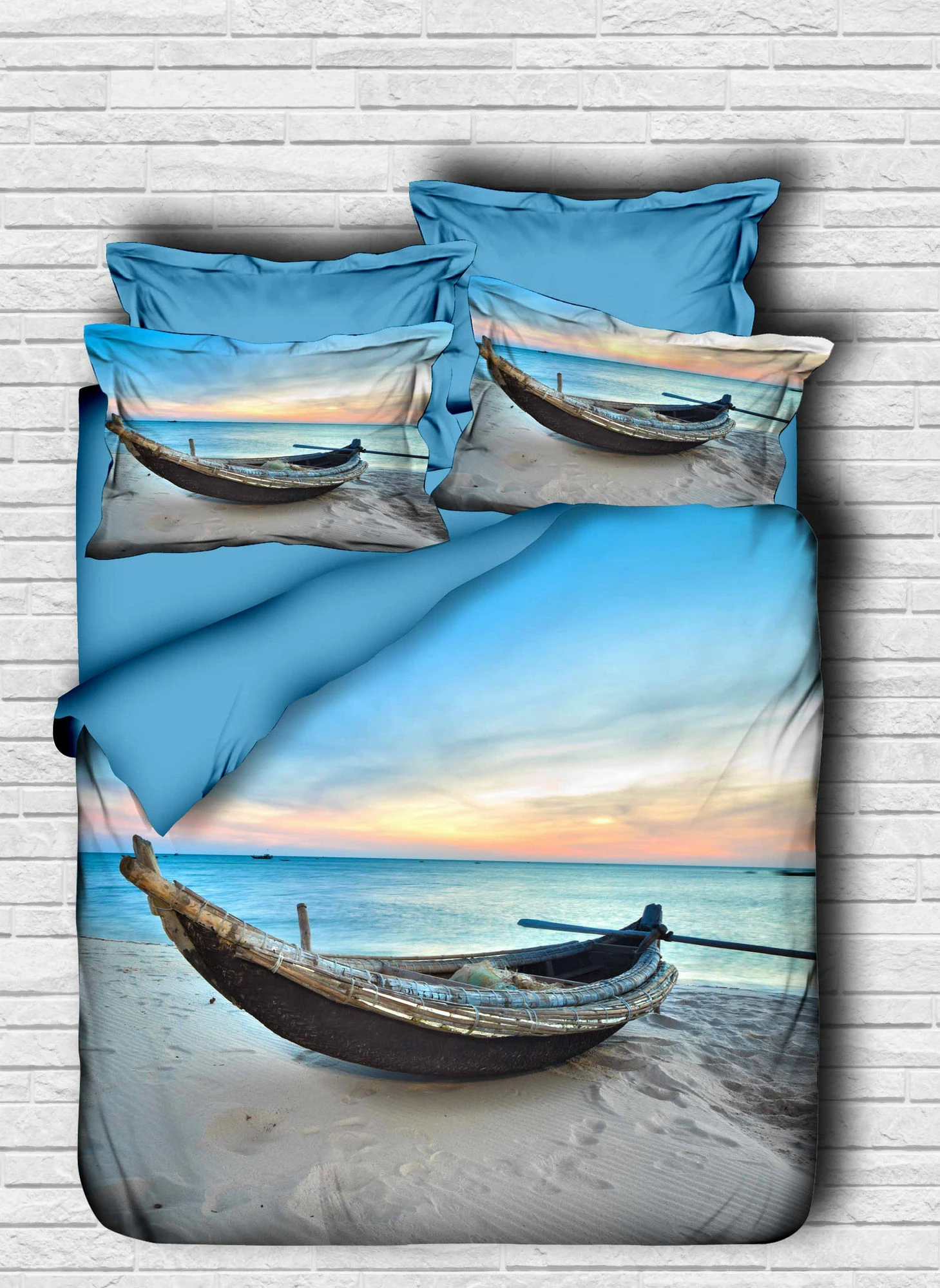 Set mbulesë për jorgan king size, L'essentiel, blu/bezhë, 3 pjesë, 240x220cm